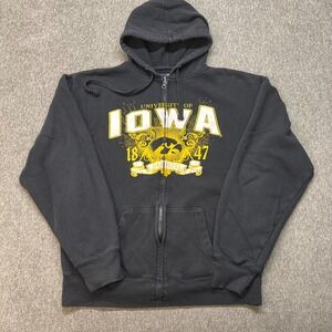 J America‎ University of Iowa Hawkeyes Full Zip Hoodie Black Mens Large 135